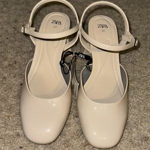 NEW w/ tags! ZARA Women Block Heel Sling Back Sandals Size 6.5 Eur 37